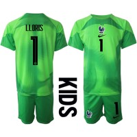 Frankreich Hugo Lloris #1 Torwart Auswärts Trikotsatz Kinder WM 2022 Kurzarm (+ Kurze Hosen)